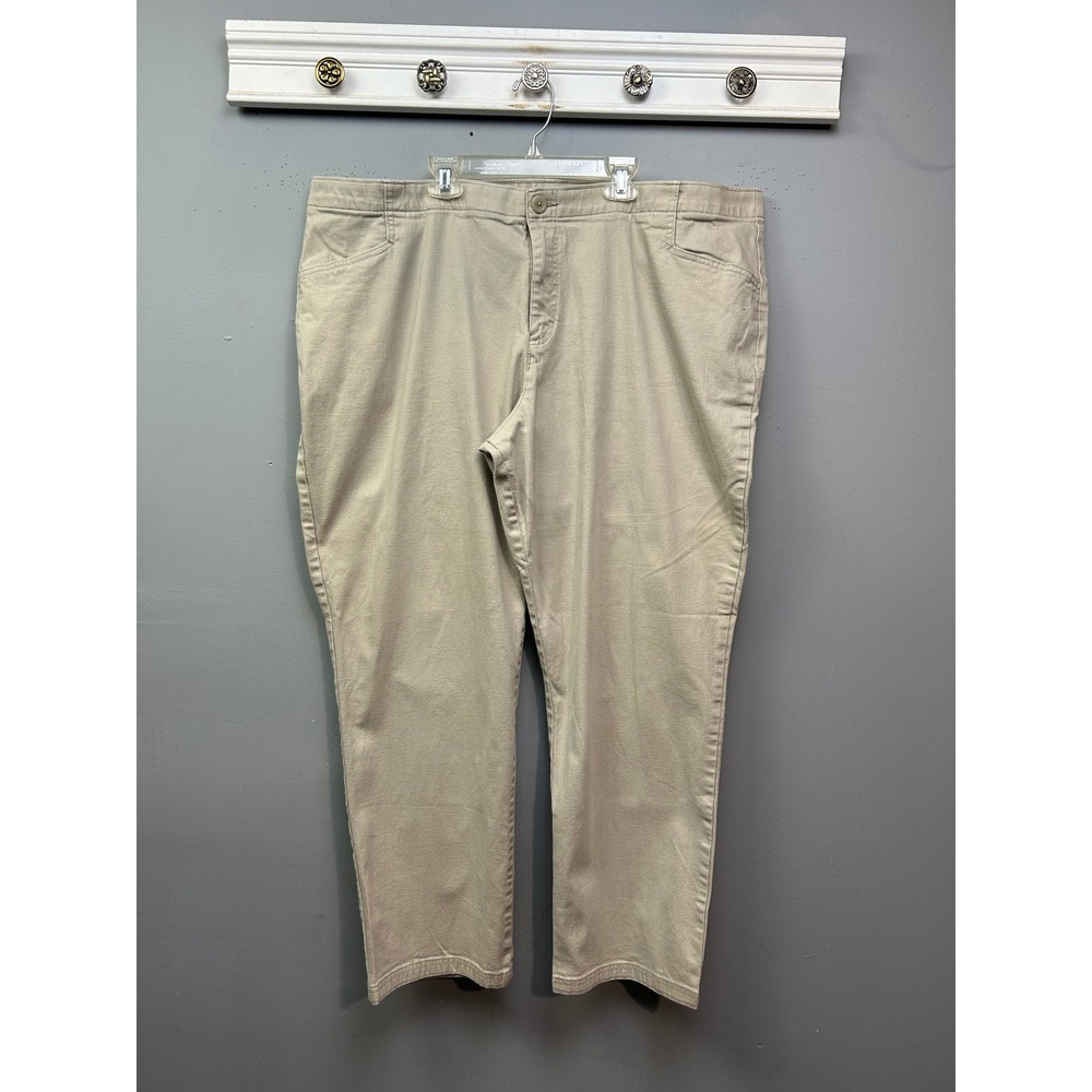Riders by Lee Indigo Pants Womens 24W M Khaki Tan Straight Leg High Rise Chino